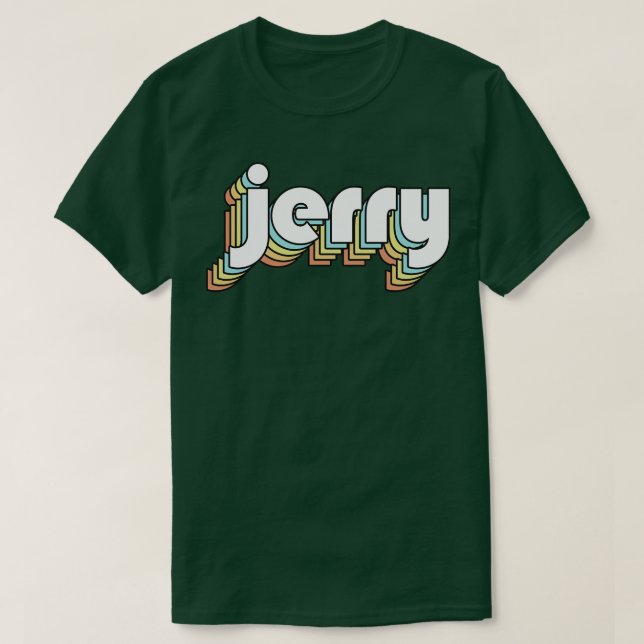 Camiseta Jerry Retro Rainbow Tipografia Estilo Desvanecido (Frente do Design)