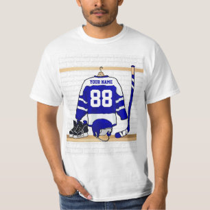 Camiseta Jérsei azul e branco personalizado do hóquei em