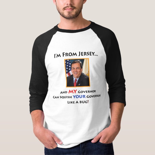 Camiseta Jérsei de basebol de Chris Christie do governador (Frente)