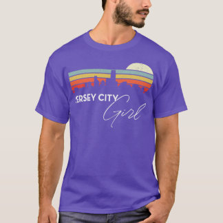 Camiseta Jersey City Retro Sunset City Skyline Souveni