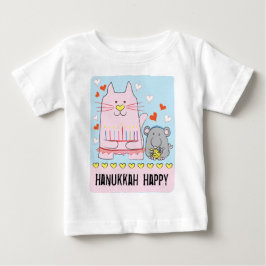Camiseta Jersey de Hanukkah Bebê Gato e Rato