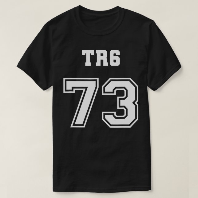 Camiseta Jersey Style Triumph TR6 73 1973 inglês britânico  (Frente do Design)