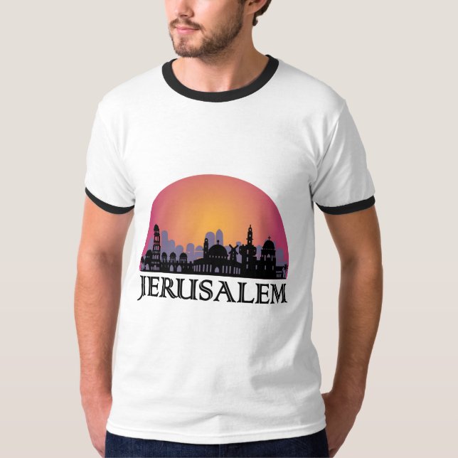Camiseta Jerusalém Skyline - Israel Viagem (Frente)