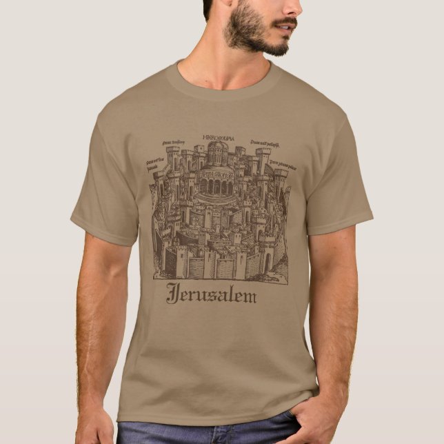 Camiseta Jerusalem, Woodcut medieval (Frente)