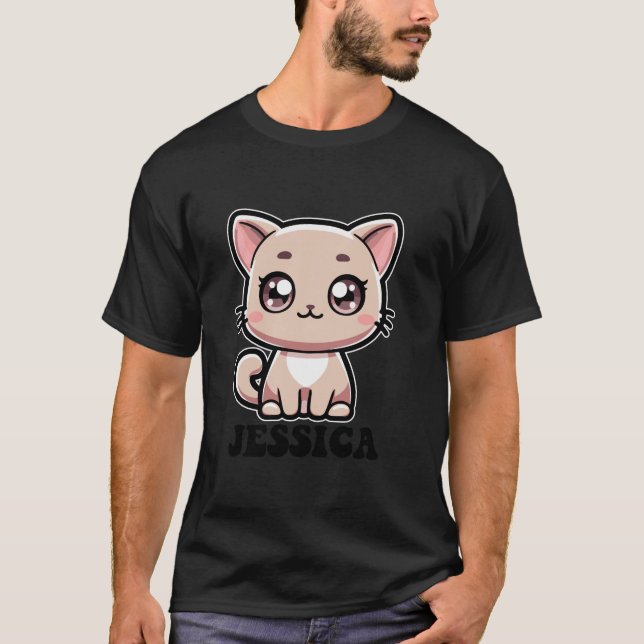 Camiseta Jessica Cute Kitty Cat Design para Nome das Rapari (Frente)