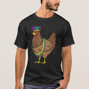 Camiseta Jester Chicken Miçangas Mardi Gras Funny Farming M