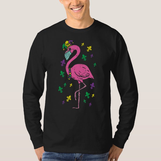 Camiseta Jester Flamingo Face Mask Mardi Gras Quarantine An (Frente)