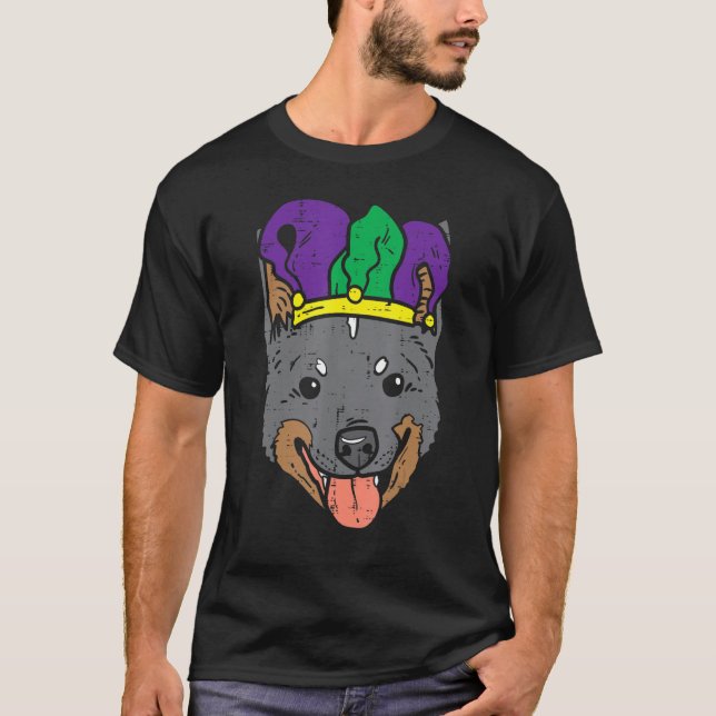Camiseta Jester Hat Heeler Face Mardi Gras Cattle Men W (Frente)