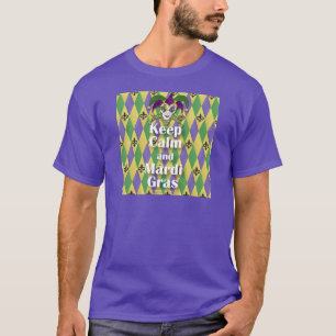 Camiseta Jester Mask Keep Calm e Mardi Gras