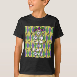 Camiseta Jester Mask Keep Calm e Mardi Gras