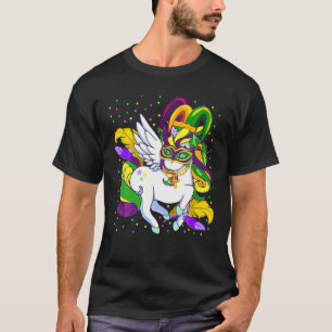 Camiseta Jester Rainbow Unicorn Design Mardi Gras Mask Cost