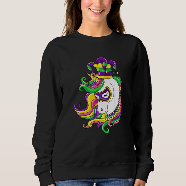 Camiseta Jester Rainbow Unicorn Design Mardi Gras Mask Cost (Frente)