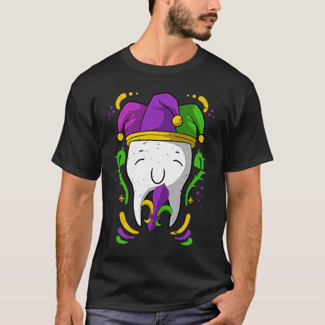 Camiseta Jester Tooth Mardi Gras Dentist Dental Hygienist A (Frente)