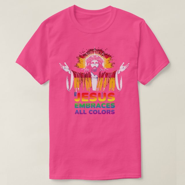 Camiseta Jesus abraça todas as cores 1 (Frente do Design)