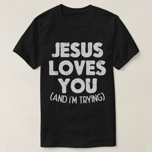 Camiseta Jesus Adora Estou Tentando Deus Engraçado Fé Crist (Frente do Design)