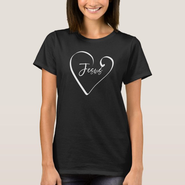 Camiseta Jesus ama coração gráfico 1 (Frente)