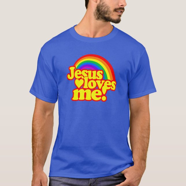 Camiseta Jesus ama-me (com arco-íris) (Frente)