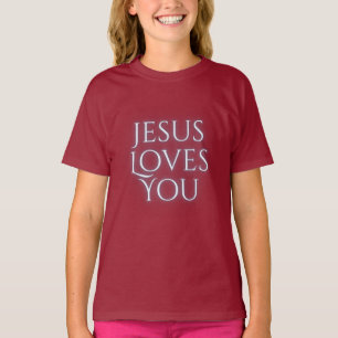 Camiseta Jesus Ama o Design de Tipografia Cristã