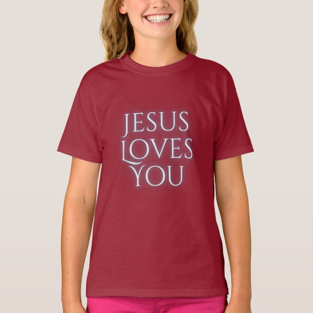 Camiseta Jesus Ama o Design de Tipografia Cristã  (Frente)