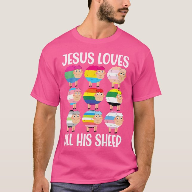 Camiseta Jesus Ama Toda A Sua Lgbt Gay Lésbica Ovina Ally C (Frente)