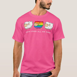 Camiseta Jesus Ama Toda Sua Orgulho gay de Ovelha Cristã