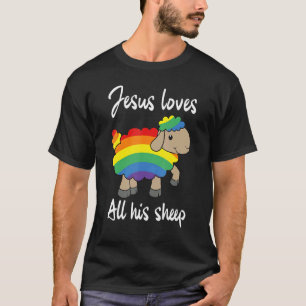 Camiseta Jesus Ama Toda Sua Ovelha Gráfica Lgbtq Sinalizado