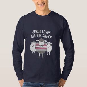 Camiseta Jesus Ama Todo O Seu Orgulho LGBT De Ovelha Mês