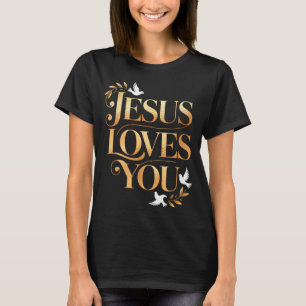 Camiseta Jesus Ama Você Pombo E Ramo De Oliveira Elegante C