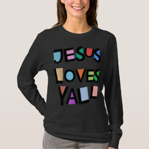 Camiseta Jesus ama Yall Pink Crença Fé Mulheres Meninas Ki