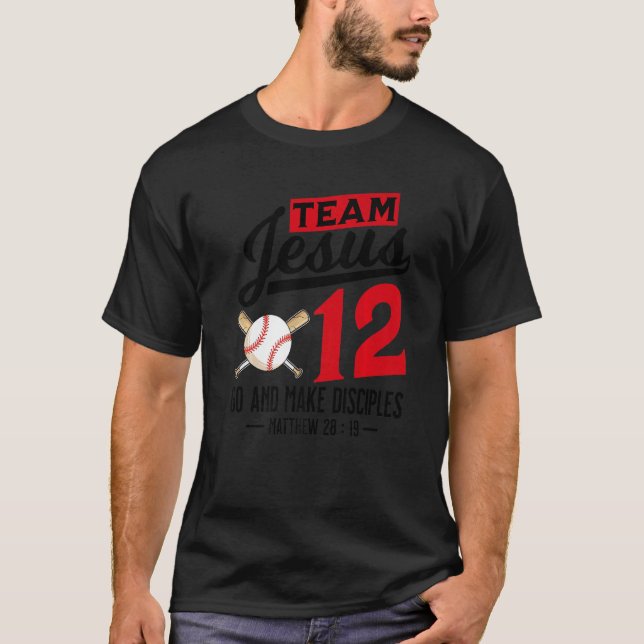 Camiseta Jesus and Baseball Team Jesus Christian Matthew 28 (Frente)