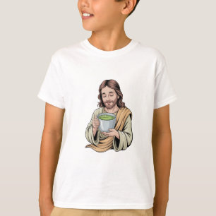 Camiseta Jesus Bebendo Matcha Cristão