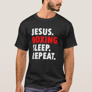 Camiseta Jesus Boxing Sleep Repetir Novelty Hobby