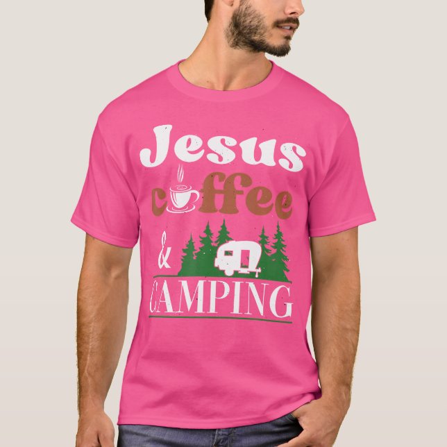 Camiseta Jesus Café Camping Rv Trailer (Frente)