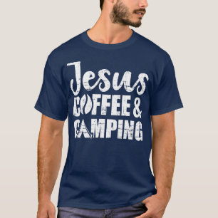Camiseta Jesus Café e Camping engraçado