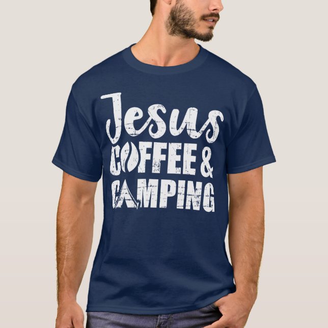 Camiseta Jesus Café e Camping engraçado (Frente)