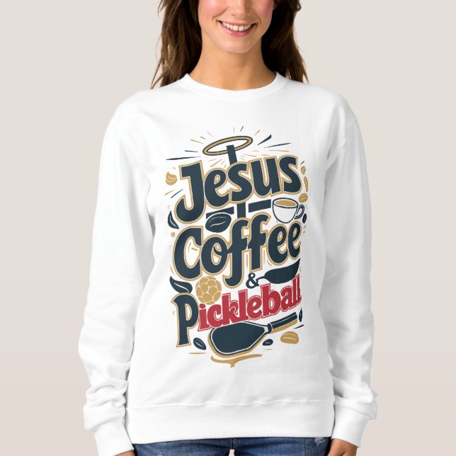 Camiseta Jesus, Café e Pickleball - Combinação de Fé e Dive (Frente)