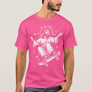 Camiseta Jesus Cavalgando skateboard Engraçado Christian Sk