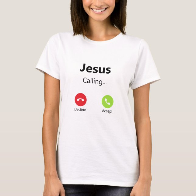 Camiseta Jesus Chamando O Telefone De Entrada Para O Cristã (Frente)