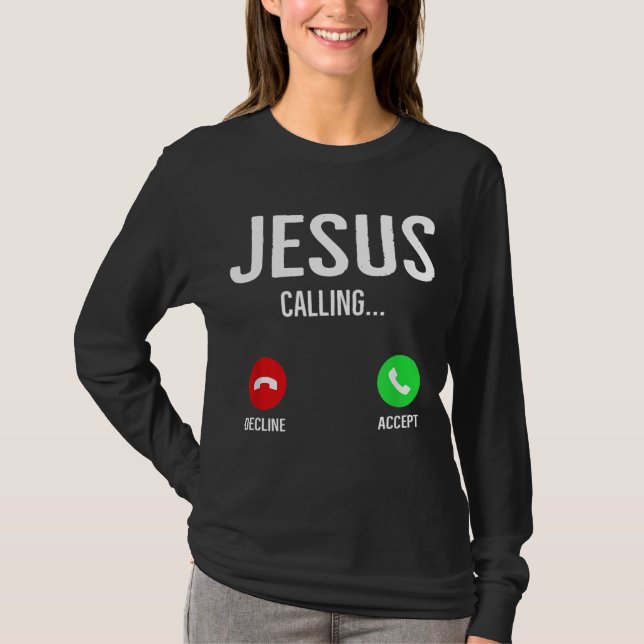 Camiseta Jesus Chamando Telefone Celular Tela de Chamada Ch (Frente)
