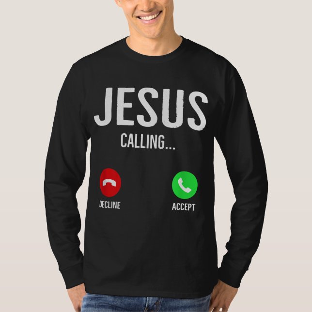 Camiseta Jesus Chamando Telefone Celular Tela de Chamada Ch (Frente)