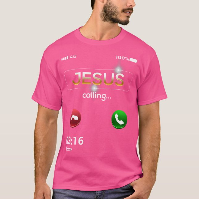 Camiseta Jesus Chamar Celular Engraçado Chamar Jesus Chris (Frente)