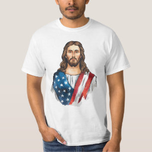 Camiseta Jesus com bandeira americana