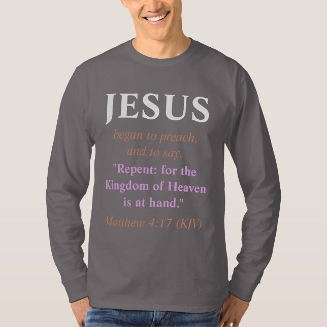 Camiseta JESUS Começou A Pregar: Repita. Cobre e Branco (Frente)