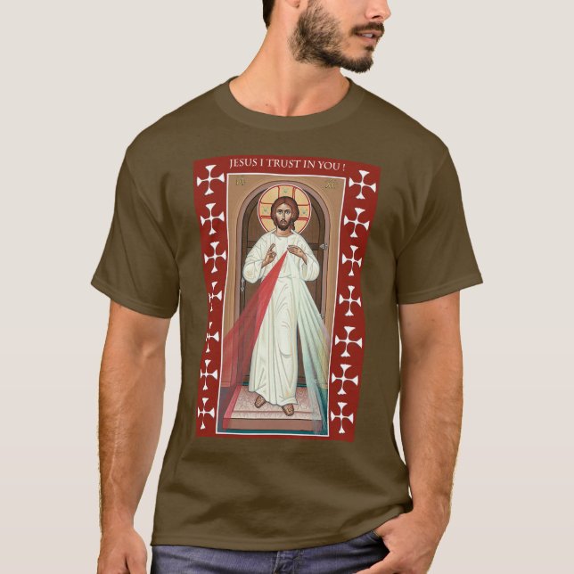CAMISETA JESUS CONFIO EM VOCÊ DIVINDO ÍCONE DE COMPAIXÃO (Frente)