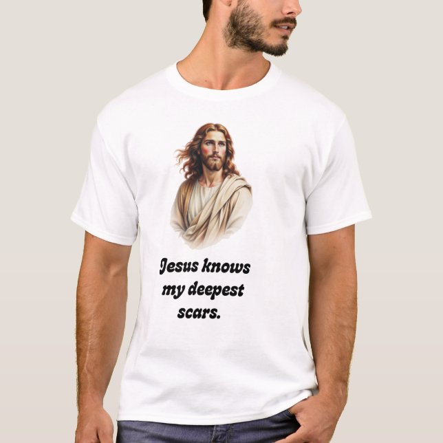 Camiseta Jesus Conhece Minhas Cicatrizes Mais Profundas Cam (Frente)