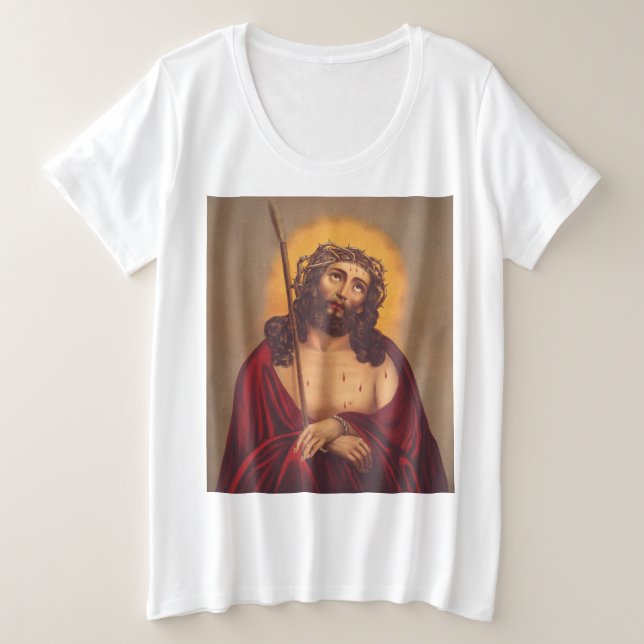 Camiseta Jesus Coroado de Espinhos Arte Triste (Frente do Design)