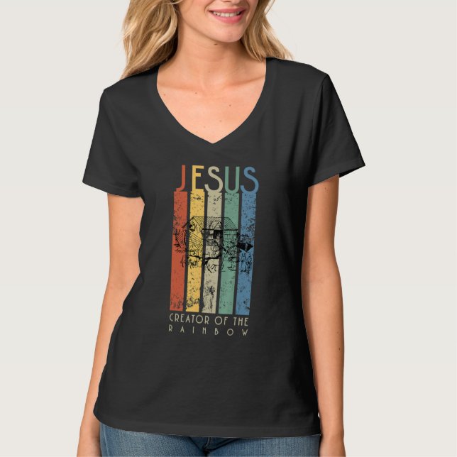 Camiseta Jesus Criador Do Arco-Íris Noah E Da Arca (Frente)