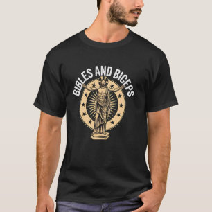 Camiseta Jesus Cristo Bíblias e Bíceps Cristão Divertido Co