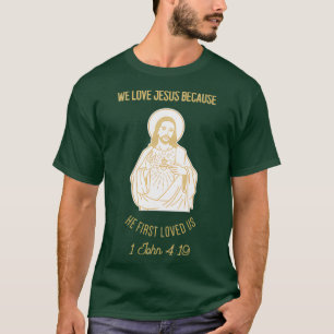 Camiseta Jesus Cristo com o ditado "Nós amamos-te Jesus"