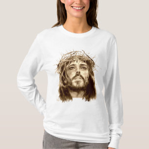 Camiseta Jesus Cristo com uma Coroa de Cornos